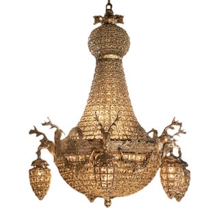 1980 French Artisan Louis XVI Silver Bronze Chandelier For Sale