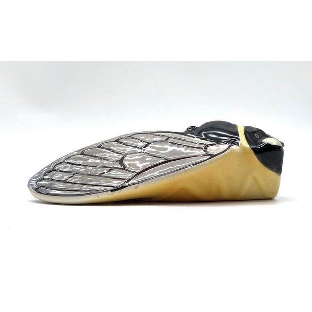 Black Faience Wall Cicada Sculpture from Louis Sicard, France, 1950s For Sale - Image 8 of 15