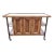 Mid-Century Rolling Bar Cart Travertine Inlaid Top Burl Wood Doors & Brass Accents 48" Long! For Sale