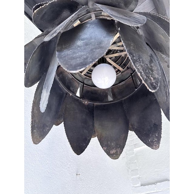 Brutalist Welded Metal Flower Pendant Light, 1970s For Sale - Image 15 of 18