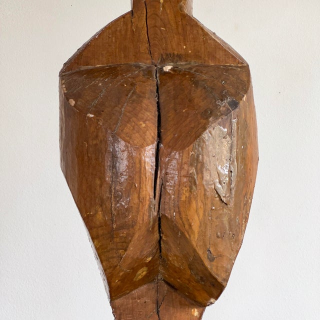 Wood Carved Wood Abstract Figure Floor Sculpture For Sale - Image 7 of 12