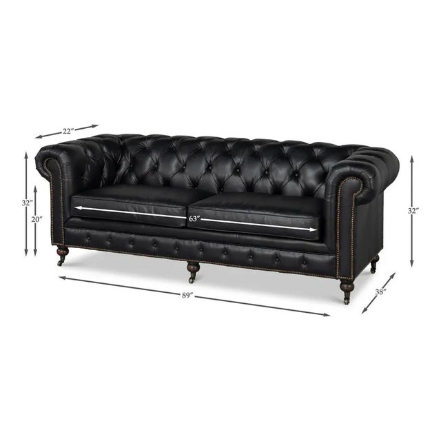 Black Tufted Chesterfield Sofa For Sale - Image 9 of 9