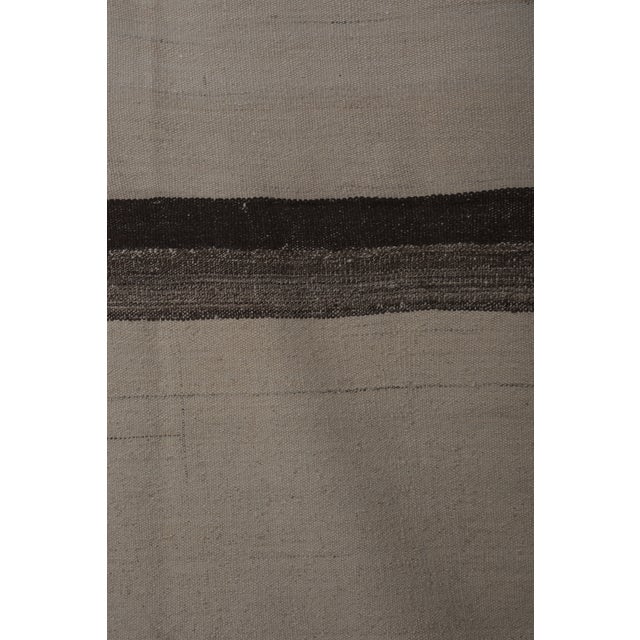 White Vintage Modern Turkish Hemp Kilim Rug 11'6'' X 11'5'' For Sale - Image 9 of 10