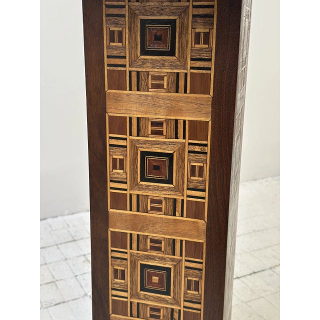 Vintage Exceptional Parquetry Pedestal Table With Hidden Compartment, Circa Mid 20th Century For Sale - Image 13 of 18