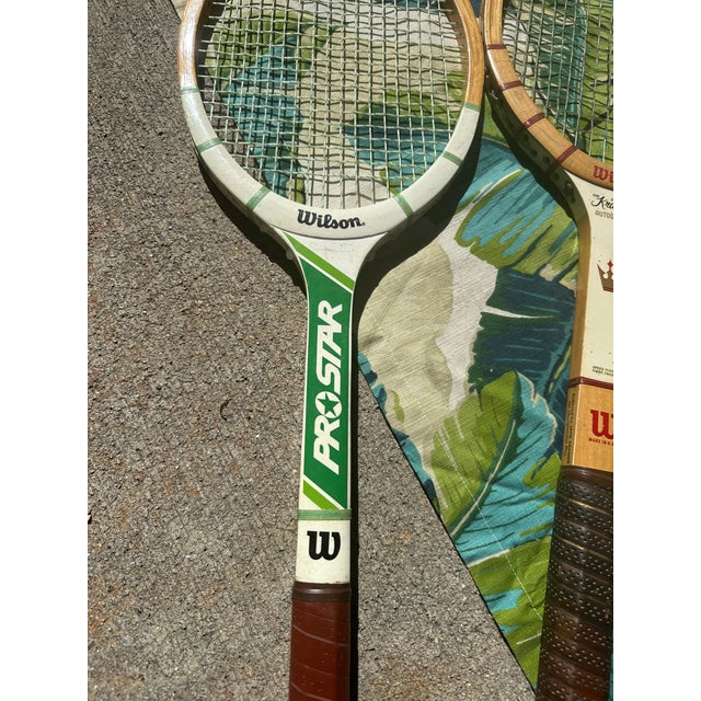 American Collection of Vintage Wooden Wilson Tennis Rackets With Zephyr Press For Sale - Image 3 of 8