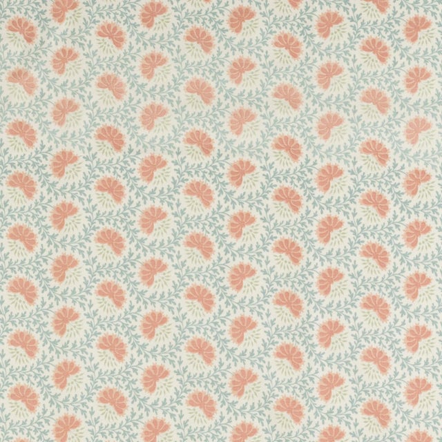 Sister Parish Verbena Fabric in Seafoam & Shell Pink For Sale