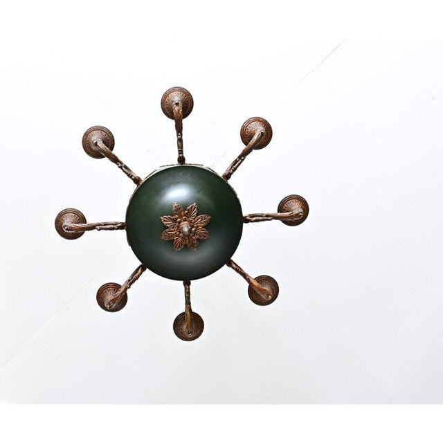 Vintage French Empire Style Gilt Bronze & Tole Flush-Mount For Sale - Image 11 of 13