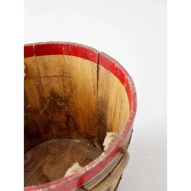 Antique Painted Wood Bucket For Sale - Image 10 of 12