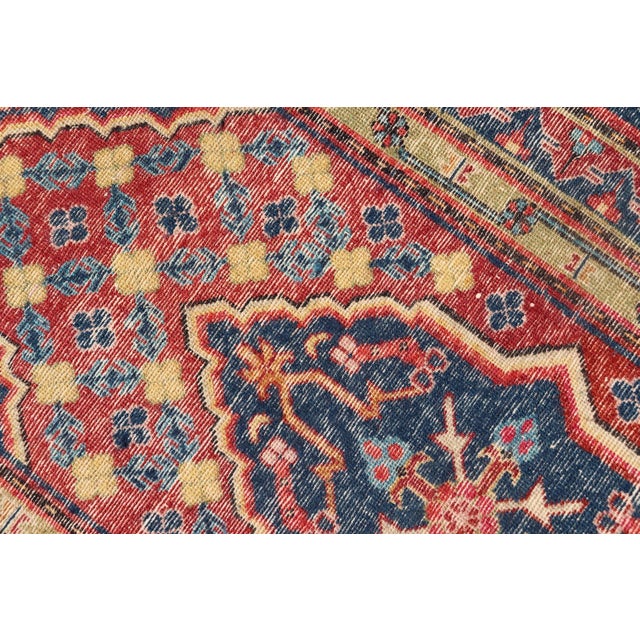 Antique Khotan Runner in Deep Indigo, Rust Red, and Soft Yellow Tones For Sale - Image 14 of 14