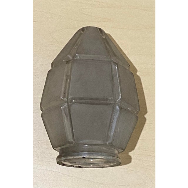 Mid-Century Modern Antique Art Deco Octagonal Faceted Design Frosted Glass Shade For Sale - Image 3 of 6