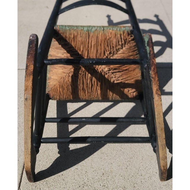 Mid 19th Century 19thc Original Black Painted New England Rocking Chair For Sale - Image 5 of 5