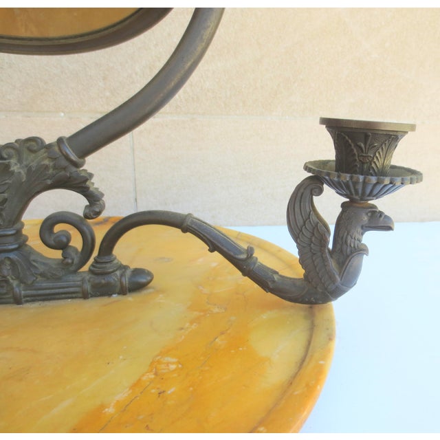 French Antique French Empire Bronze Swan Vanity Mirror For Sale - Image 3 of 11