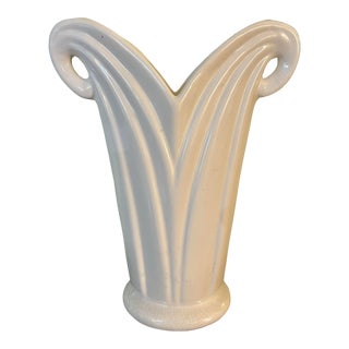 Vintage Art Deco White Pottery Vase For Sale