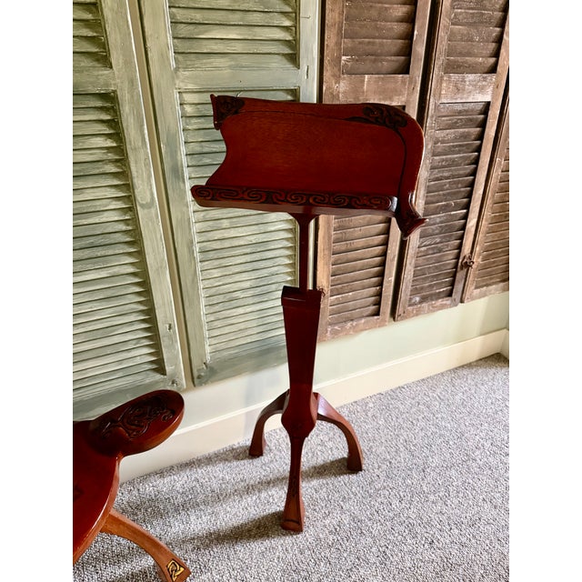 Gabriel McKeagney Celtic Hand Carved Wood Music Stand For Sale - Image 9 of 10