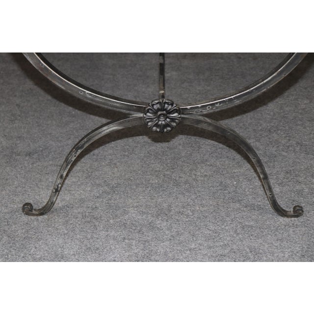Regency Style Verdi Marble Top Desk With Forged Iron Base For Sale - Image 4 of 10