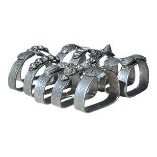 Pewter Napkin Rings With Sculpted Shells, 1975 - Set of 11 For Sale