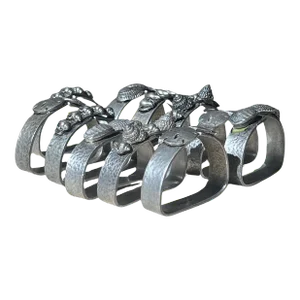 Pewter Napkin Rings With Sculpted Shells, 1975 - Set of 11