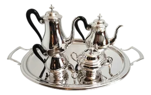 Antique Silver-Plated Coffee Service with Tray by Otto Wiskemann, 1940s, Set of 5