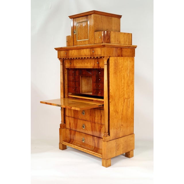 Biedermeier Secretaire in Apple Wood, 1820 For Sale - Image 6 of 12