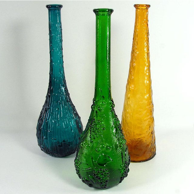 Brutalist Italian Glass Empoli Decanters, 1960s, Set of 3 For Sale - Image 3 of 9