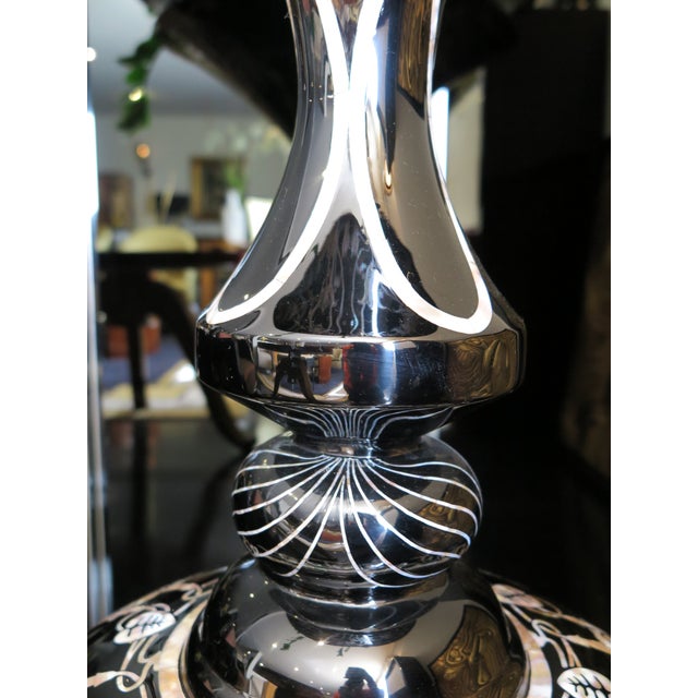Paint Black Lacquer With Intricate Mother-Of-Pearl Inlays Planter For Sale - Image 7 of 10