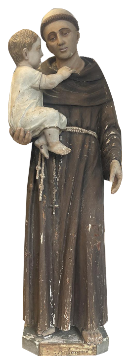 Baroque Antonius with Child Figure in Wood