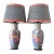 Pair of Vintage Tobacco Leaf Design Lamps With Fabric Shades For Sale