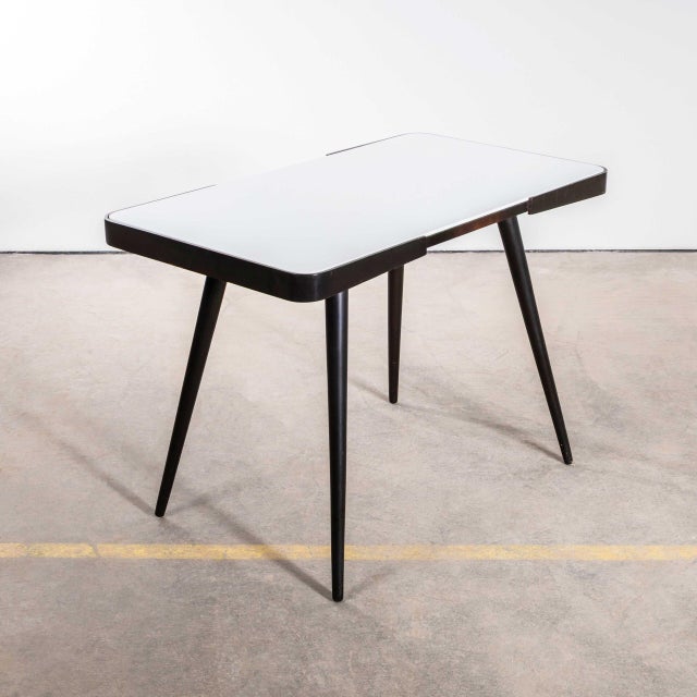 Wood White Opaxit Glass Occasional Table from Jiri Jiroutek, Czech, 1950s For Sale - Image 7 of 7