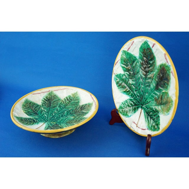 Antique Ceramic Plate and Stand from George Jones Factory, 1800s, Set of 2 For Sale - Image 4 of 18