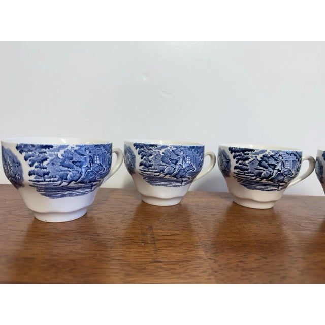 Liberty & Co. 1970s Liberty Blue Betsy Ross Tea Set Cups Creamers Sugar Bowl England Lot 9 Pcs For Sale - Image 4 of 15