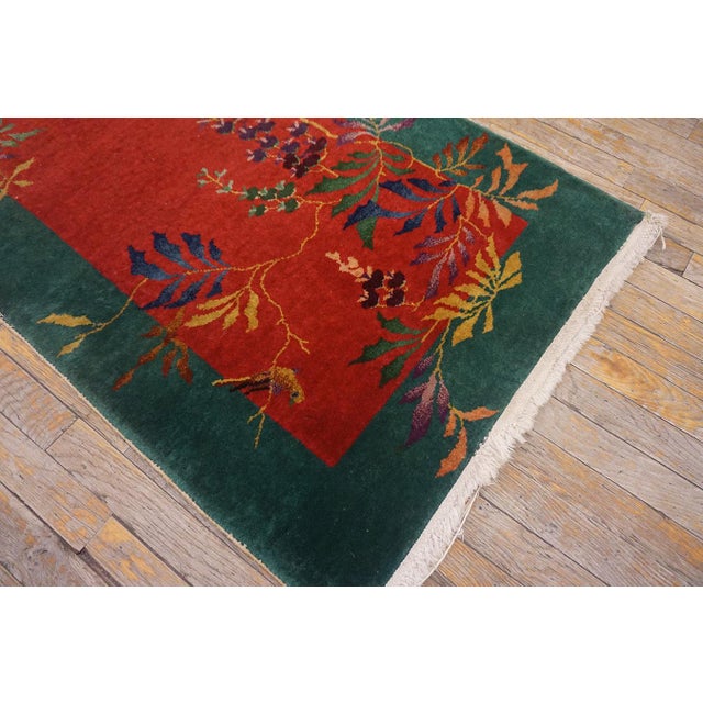 Wonderful Red Color and Unique Floral Antique Chinese Art Deco Rug For Sale In New York - Image 6 of 12