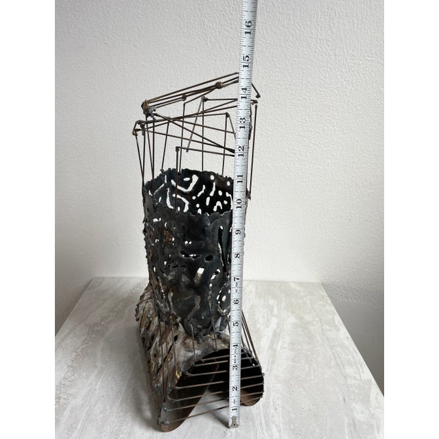 Vintage Brutalist Abstract Welded Architectural Metal Tower Sculpture For Sale - Image 9 of 10