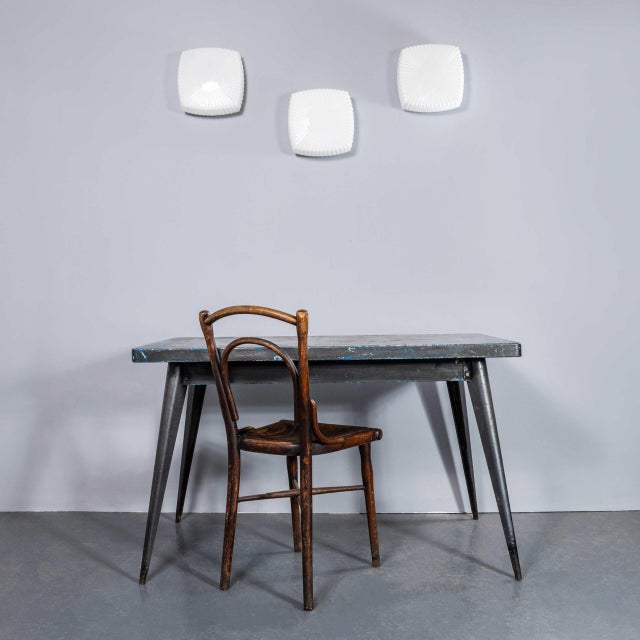 Czech Opaline Ribbed Dish Ceiling Lamp, 1950s For Sale - Image 3 of 10