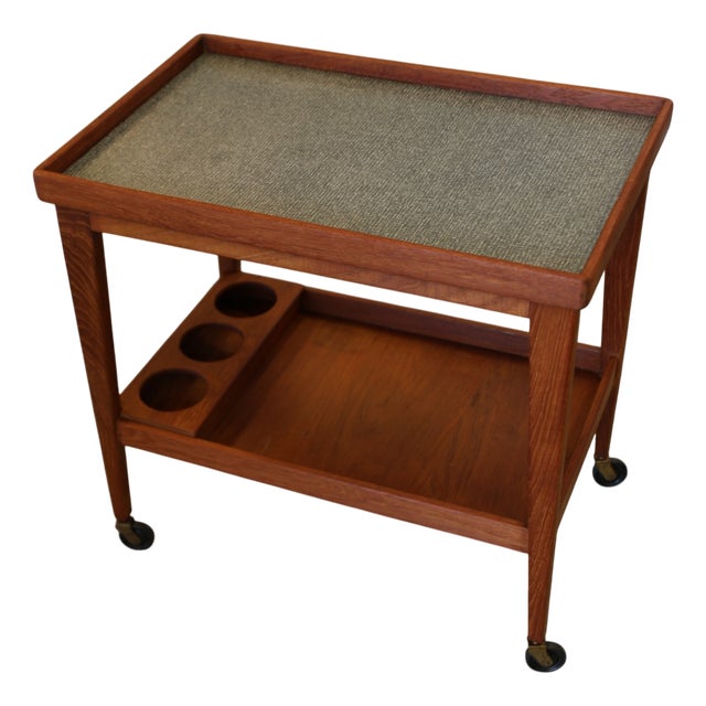 Danish Teak Drinks Trolley with Removable Tray, 1960s For Sale