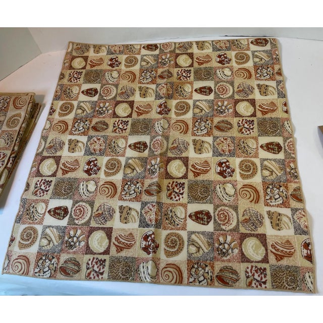 Coastal Vintage Shell Motif Dinner Napkins - Set of Four For Sale - Image 3 of 5