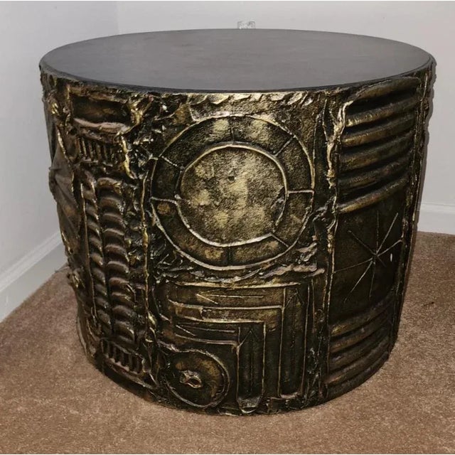 Silver Adrian Pearsall Pair of Brutalist Goop Drum Tables For Sale - Image 8 of 13