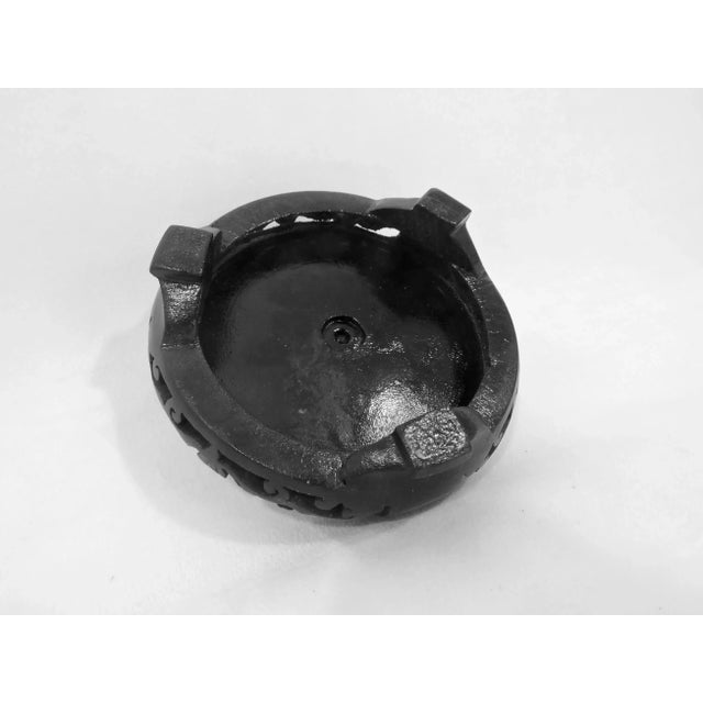 Vintage Chinese Hand Carved Dark Brown Rosewood Tiered Display Stand 3.5" For Sale - Image 4 of 5