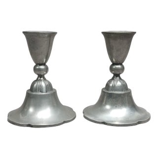 Danish Pewter by Just Andersen Candlesticks, 1920s, Set of 2 For Sale