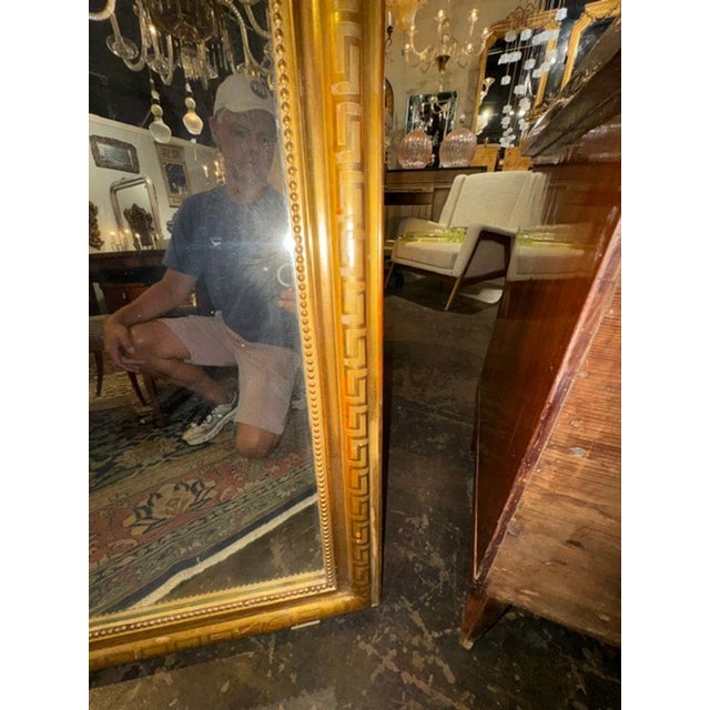 Fine 19th C. French Louis Philippe Mirror With Greek Key Frame For Sale - Image 4 of 4