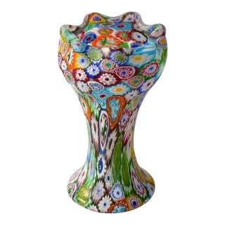 1960s Italian Blown Glass Colorful Millefiori Vase Mid-Century Modern Boho Chic For Sale