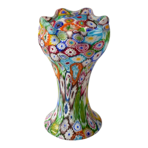1960s Italian Blown Glass Colorful Millefiori Vase Mid-Century Modern Boho Chic