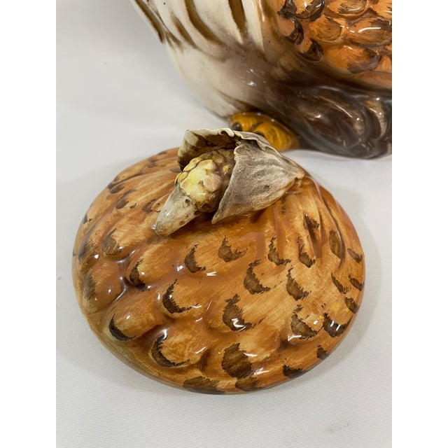Vintage 1970s Italian Ceramic Majolica Rooster Tureen For Sale - Image 14 of 18