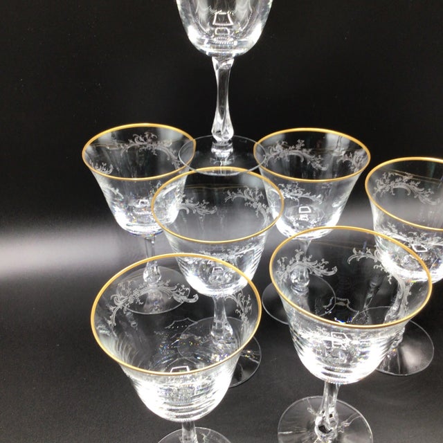 Fostoria "Golden Lace" Water Goblets - Set of 7 For Sale - Image 12 of 12