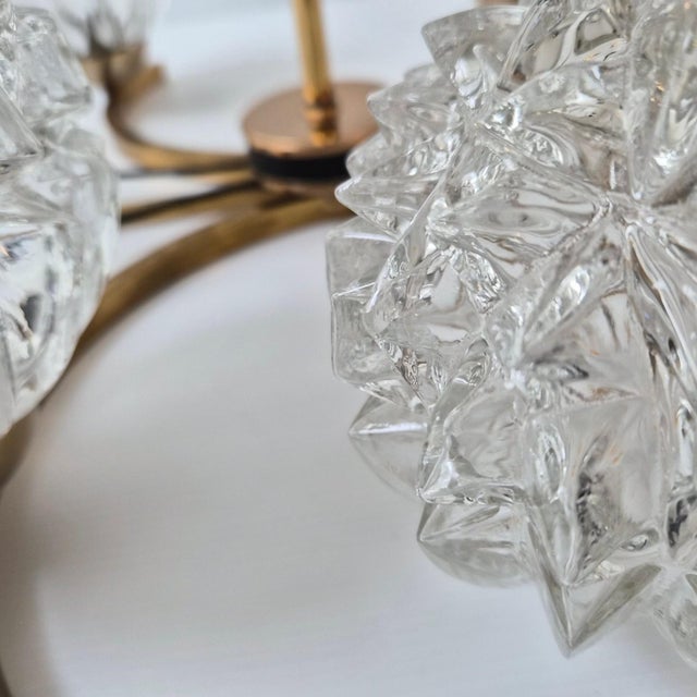 Vintage Pendant Light in Gilded Brass with Metal and Glass from Maison Arlus, 1950s For Sale - Image 14 of 17