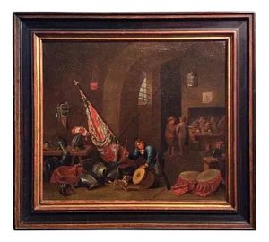 Circle of Pieter De Bloot, Tavern Scene with Resting Soldiers and a Playing Child, 1600s, Painting