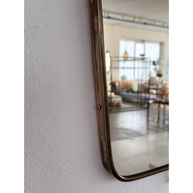 Large Mid-Century Italian Wall Mirror with Brass Frame, 1950s For Sale - Image 10 of 18