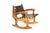 Vintage Mid Century Modernist Wood + Leather Rocking Chair + Ottoman Set – Angel Pazmino For Sale In Los Angeles - Image 6 of 15