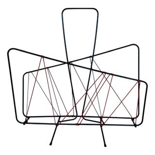 Vintage Metal Magazine Rack, 1950s For Sale