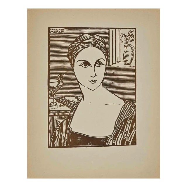 Mario Vellani Marchi, Portrait, Woodcut, 1925 For Sale