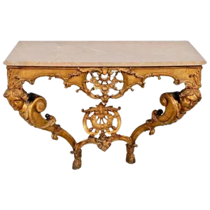 Period French 18th Century Regence Giltwood Marble Top Console Table